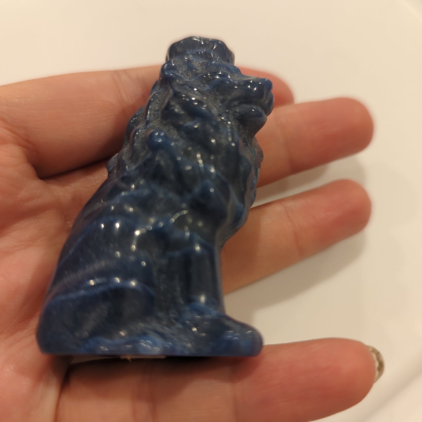 Sodalite Lion Crystal Carving