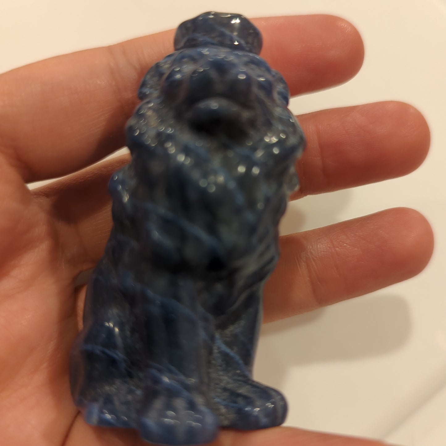 Sodalite Lion Crystal Carving