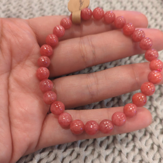 Ice Rhodonite Crystal Bead Bracelet 6mm