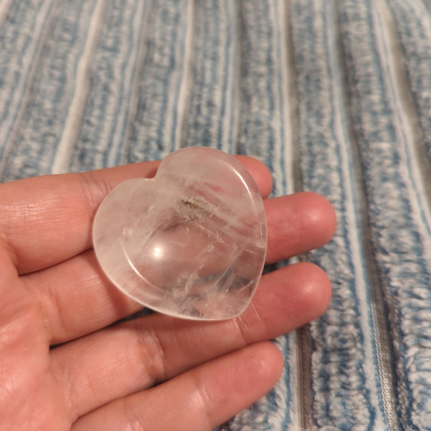 Clear Quartz Heart Crystal Worry Stone or Pocket Rock