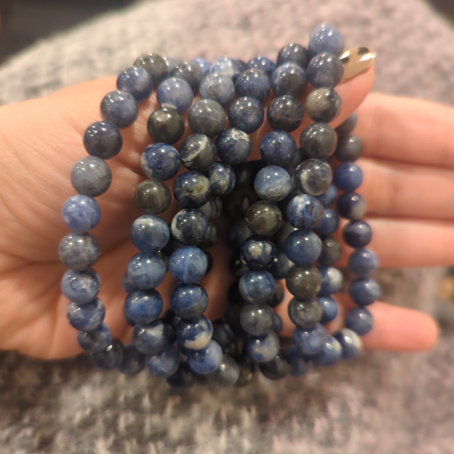 Sodalite Beaded Bracelet 4mm, 6mm, 8mm, 10mm