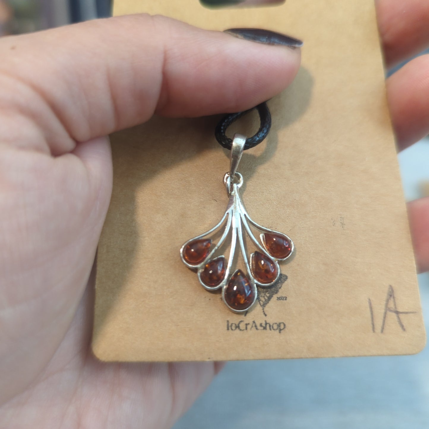 Cognac Amber Peacock Tail Pendant on 925 Silver