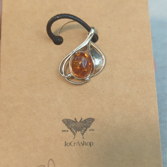 Cognac Amber Ethereal Filigree Oval Pendant Design on 925 Silver