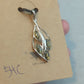 Green Amber Leaf Pendant on 925 Silver