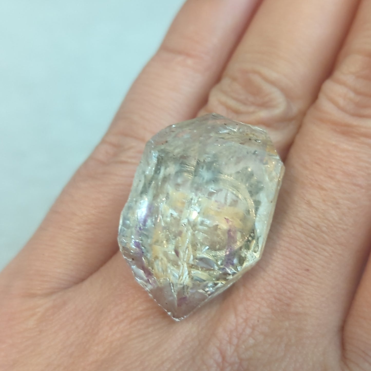 Herkimer Diamond Enhydro Clear Quartz 925 Stirling Silver Ring 2
