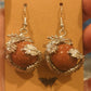 Red Sandstone Dragon Sphere Stainless Steel Hook Earrings