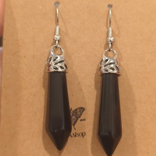 Obsidian Hook Earrings