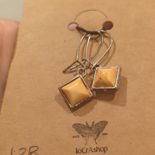 Butterscotch Amber Diamond Hook Earrings on 925 Silver