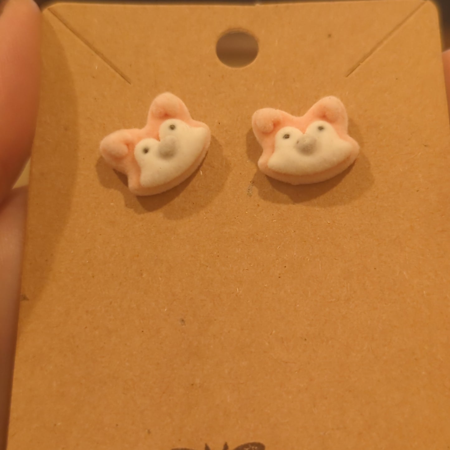 Fox Kawaii Flocked Fuzzy Resin Earrings with 925 Silver Posts