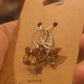 Triple Amber Butterfly Leverback Earrings on 925 Silver