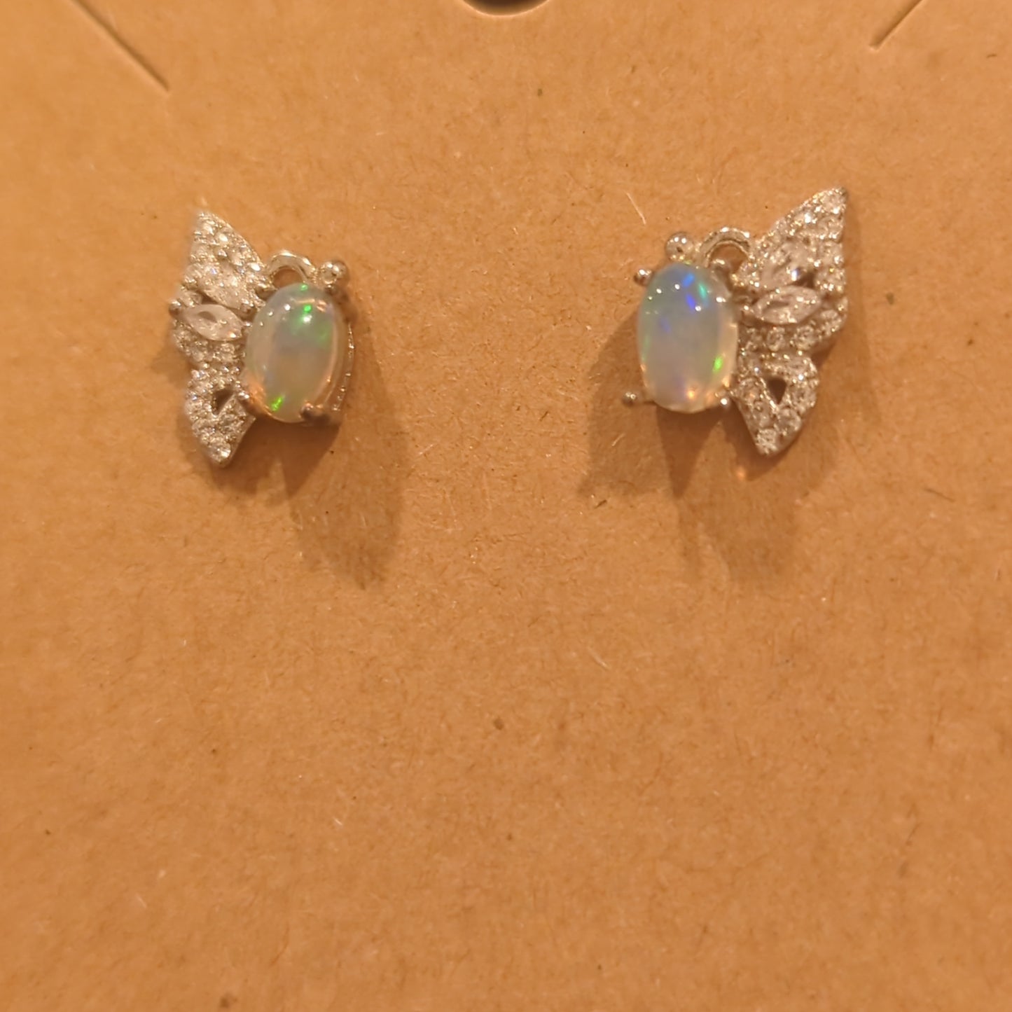 Opal Butterfly Stud Earrings on 925 Silver