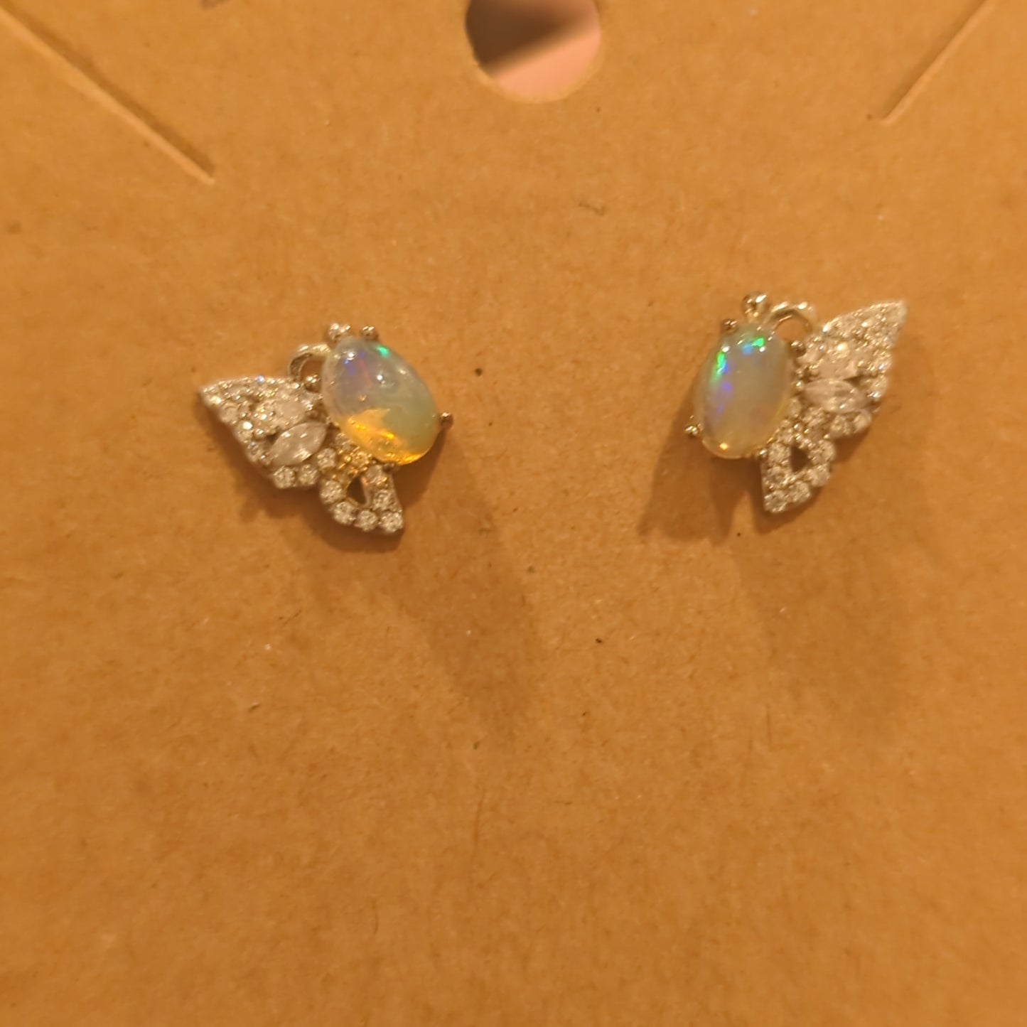 Opal Butterfly Stud Earrings on 925 Silver