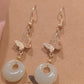 Jade Butterfly Drop Dangle Earrings on Golden Hooks