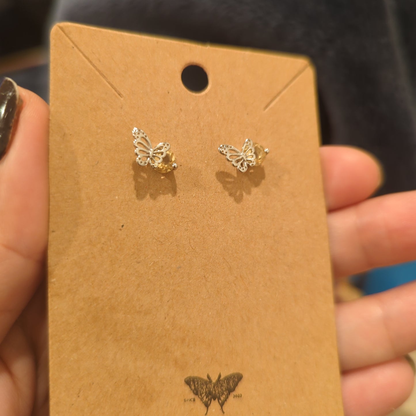 Citrine Butterfly Stud Earrings