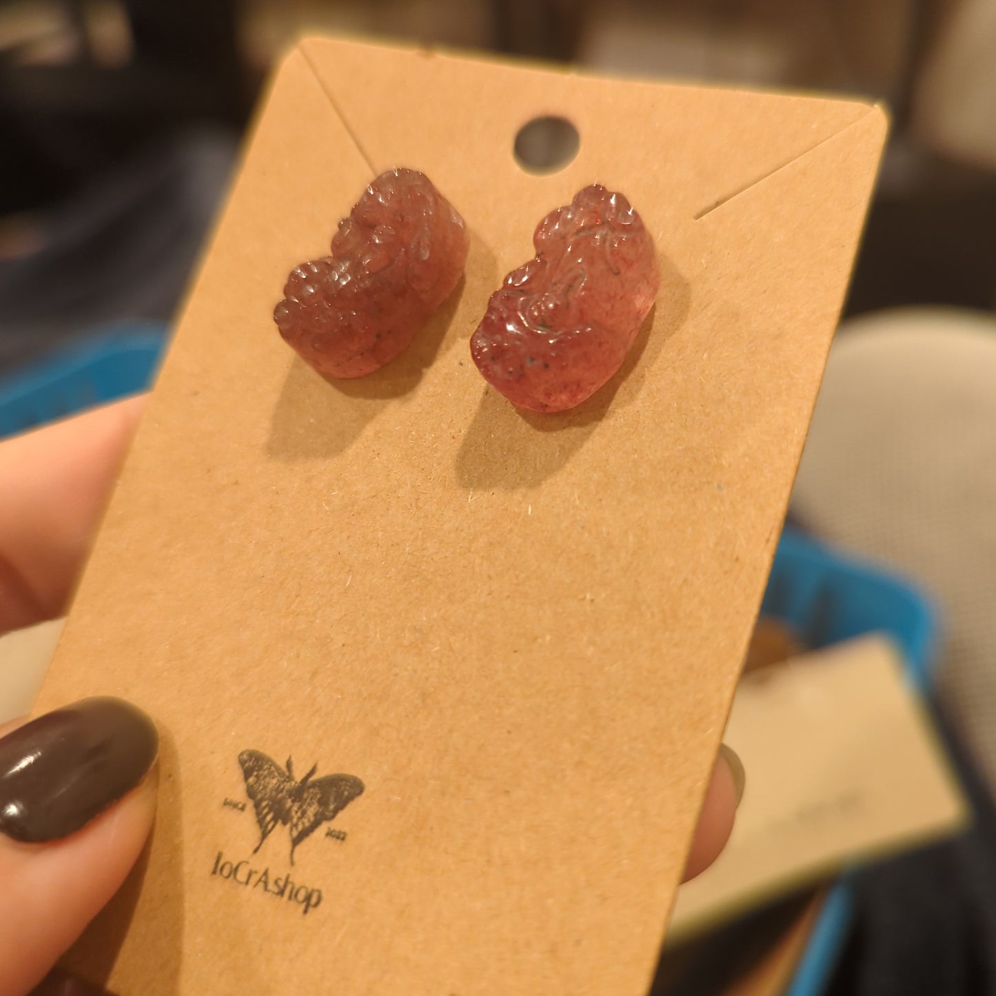 Strawberry Quartz 925 Silver Stud Earrings