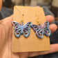 3D Printed Butterfly Dangle Earrings on 925 Silver Gold Colored Hooks