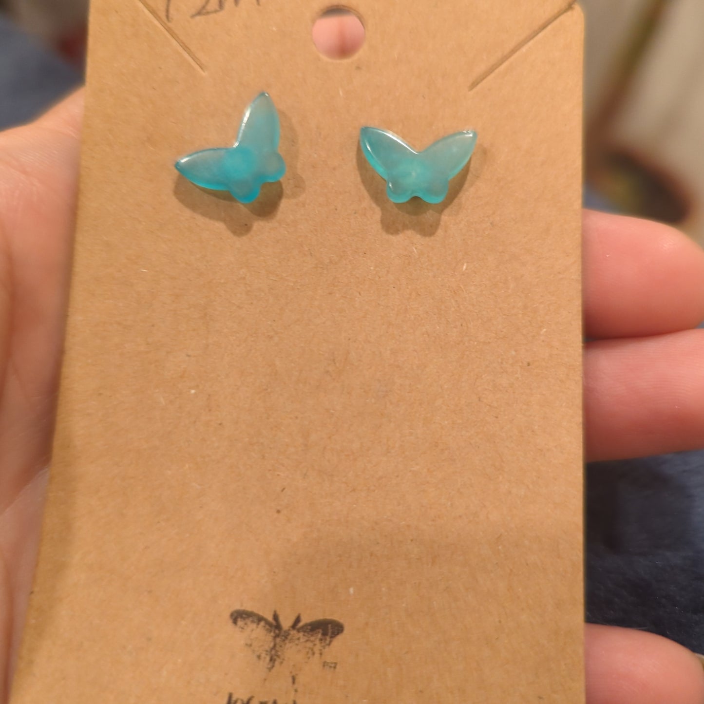 Amazonite Butterflies on 925 Silver Stud Earrings