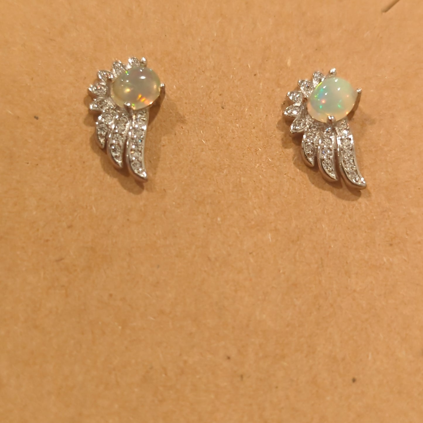 Opal Wing Earrings on 925 Silver Stud Earrings