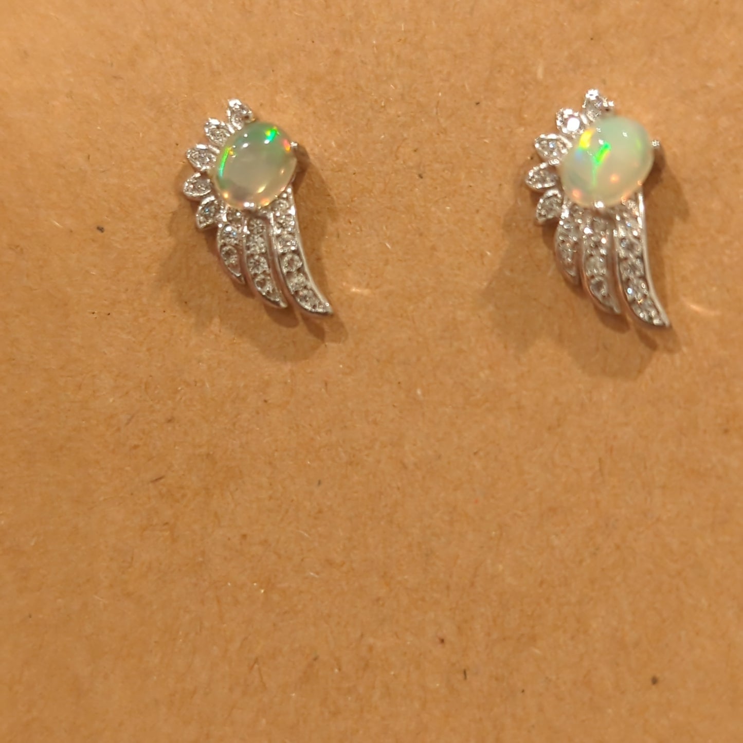 Opal Wing Earrings on 925 Silver Stud Earrings