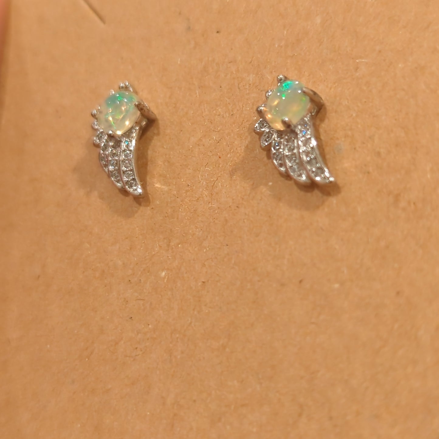 Opal Wing Earrings on 925 Silver Stud Earrings