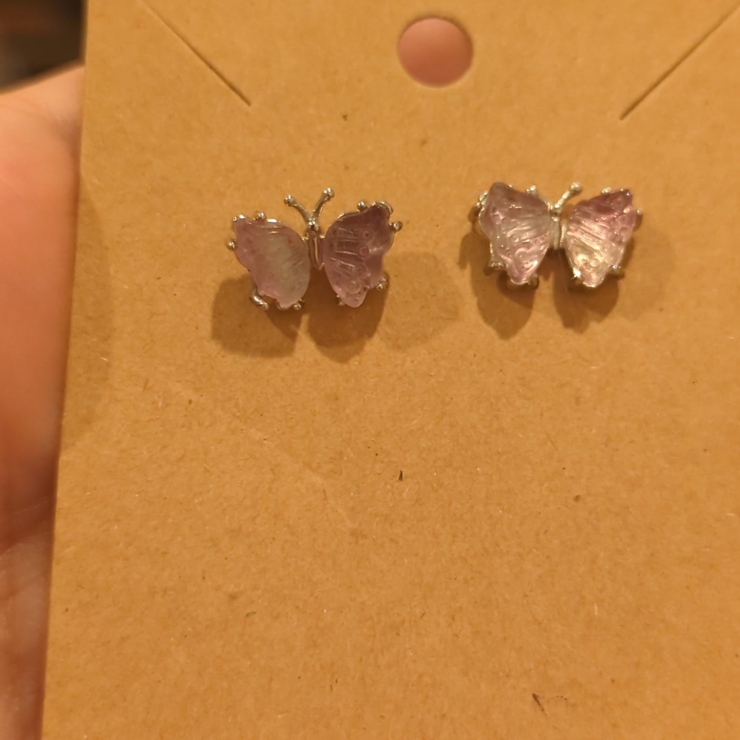 Fluorite Butterfly 925 Silver Stud Earrings