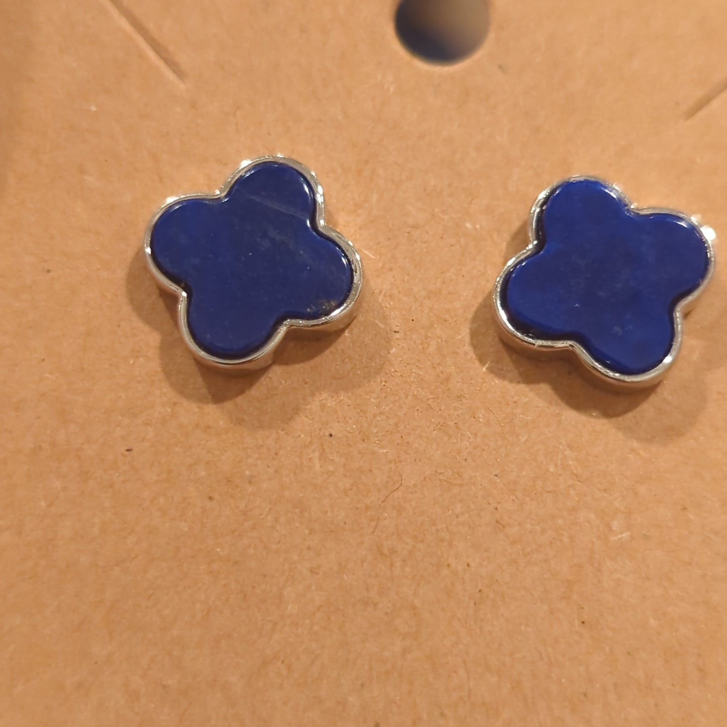 Lapis Lazuli Clover 925 Silver Stud Earrings