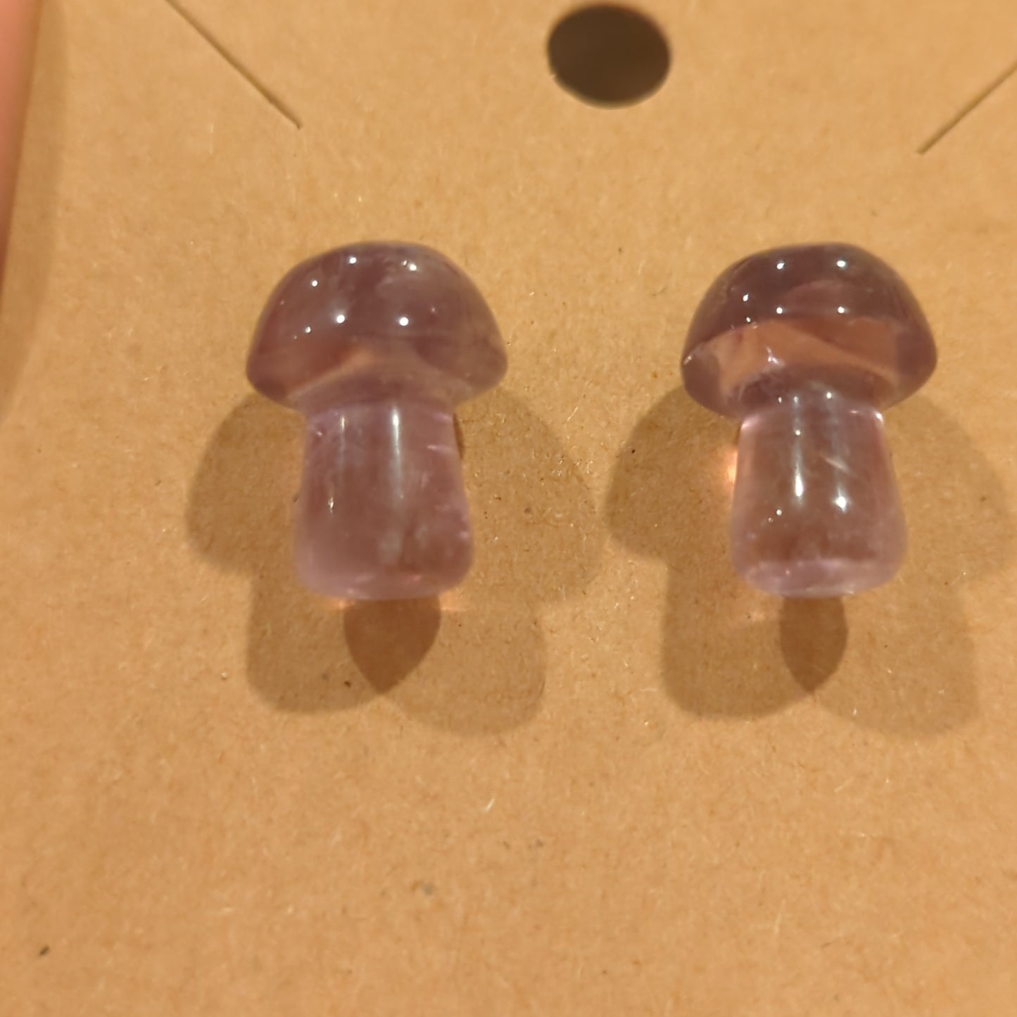 Amethyst Mushroom Earrings on 925 Silver Studs