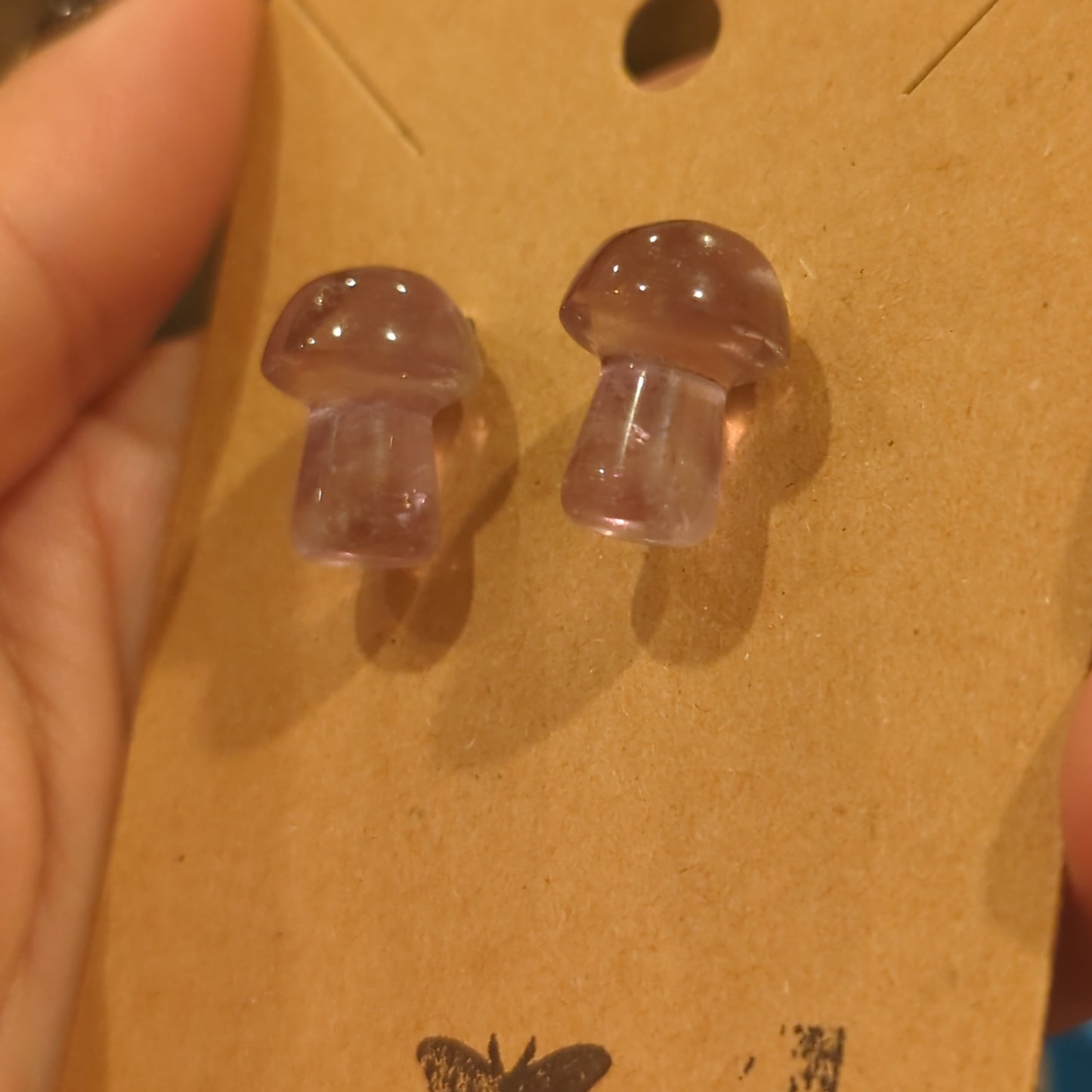 Amethyst Mushroom Earrings on 925 Silver Studs