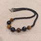 Vintage Tigers Eye and Black Bead Necklace