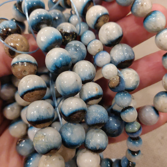 Dumortierite Bracelet small 6mm, standard 8mm, large 10mm diameter beads, stretch crystal bracelets blue and white for spiritual connectivity