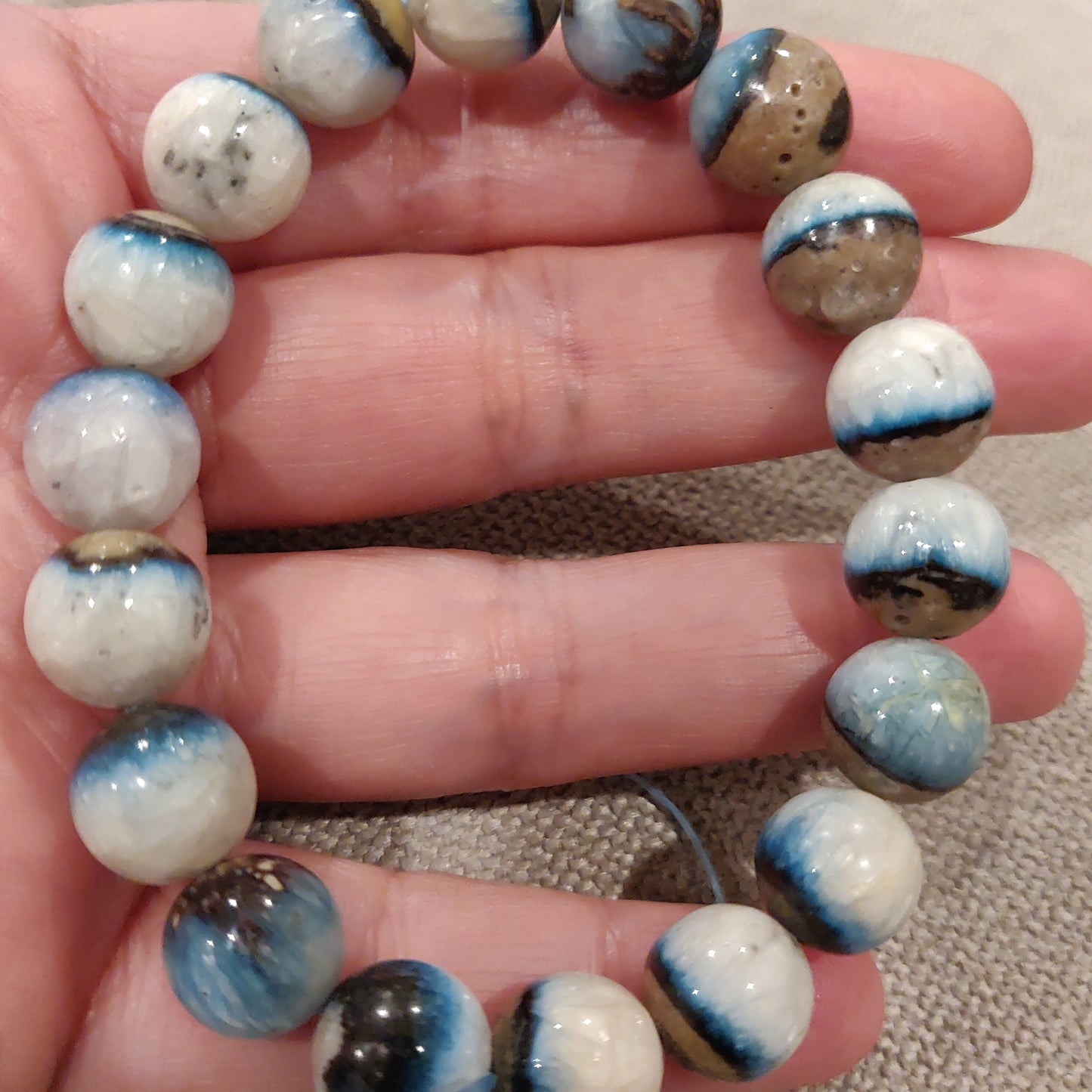 Dumortierite Bracelet small 6mm, standard 8mm, large 10mm diameter beads, stretch crystal bracelets blue and white for spiritual connectivity