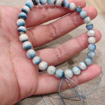 Dumortierite Bracelet small 6mm, standard 8mm, large 10mm diameter beads, stretch crystal bracelets blue and white for spiritual connectivity