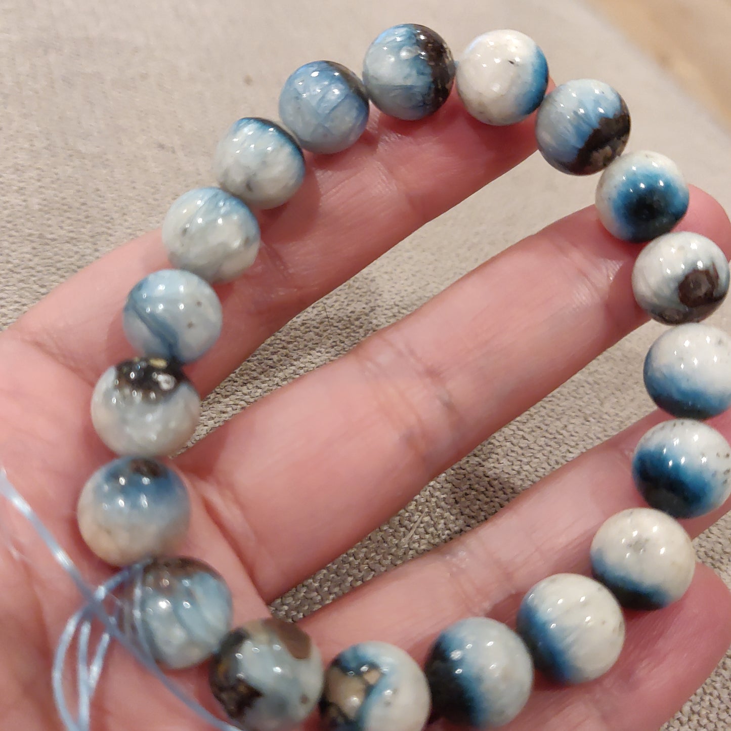 Dumortierite Bracelet small 6mm, standard 8mm, large 10mm diameter beads, stretch crystal bracelets blue and white for spiritual connectivity