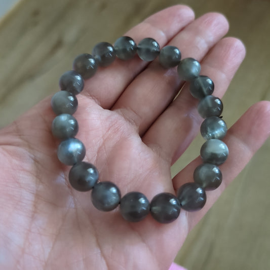 Black Moonstone Crystal Bead Bracelets, 6mm-10mm bead size