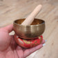 Bronze Singing Bowl with Wood Gong Hammer and Cloth Ring Holder