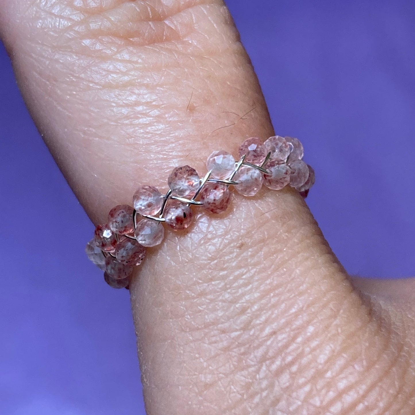 Dainty Braided Wire Crystal Rings with Adjustable Chain, Silver & Faceted