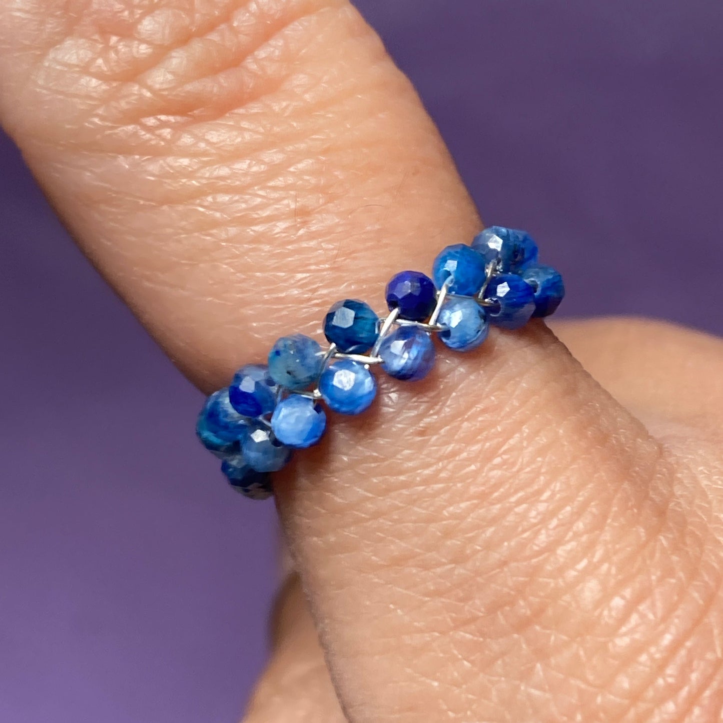 Dainty Braided Wire Crystal Rings with Adjustable Chain, Silver & Faceted