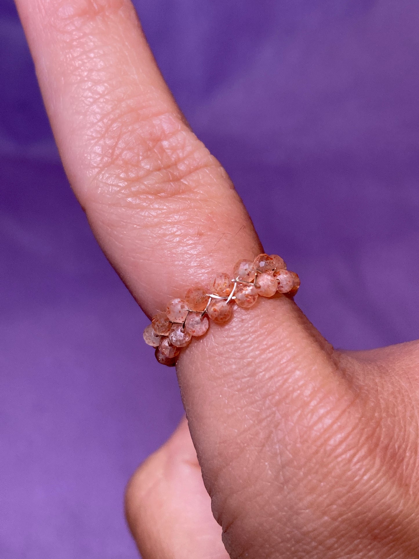 Dainty Braided Wire Crystal Rings with Adjustable Chain, Silver & Faceted