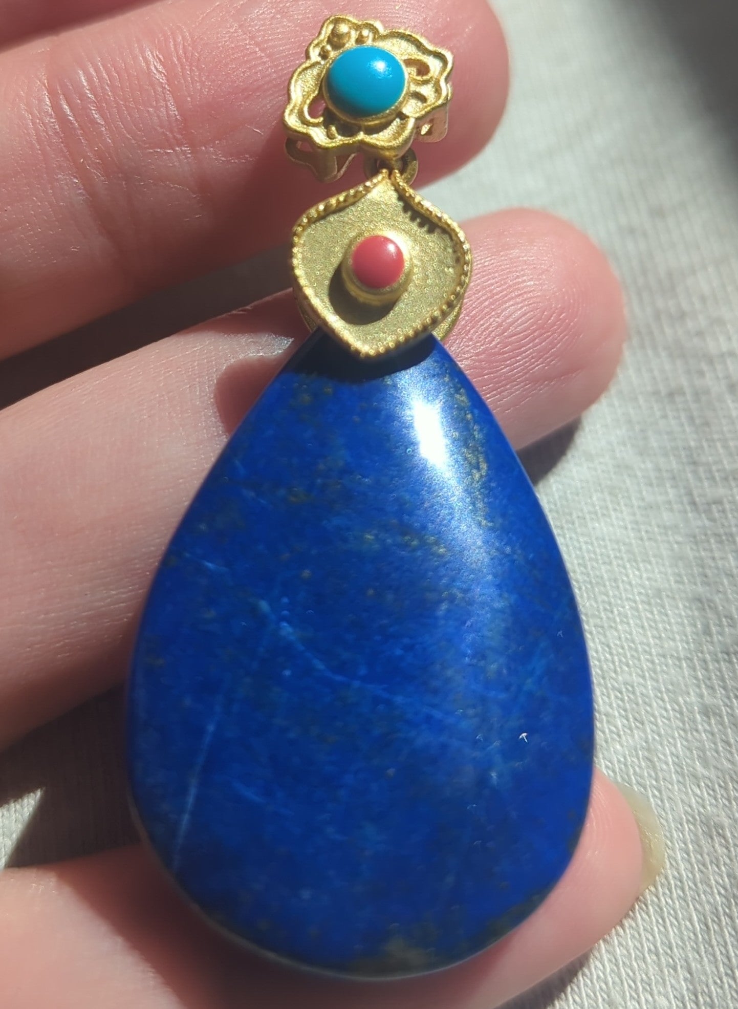 Egyptian Style Lapis Lazuli Teardrop Pendant