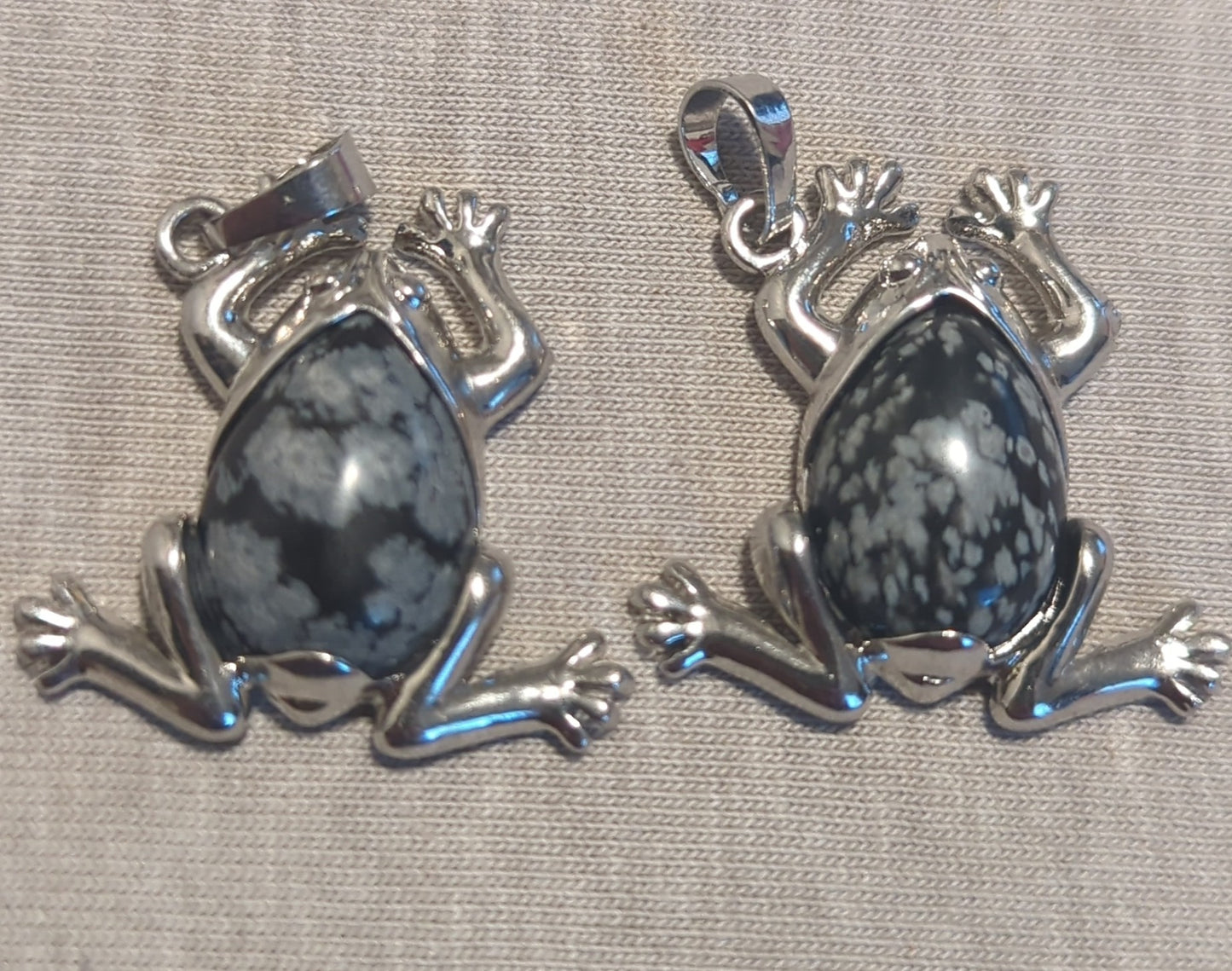 Snowflake Obsidian Frog Pendant