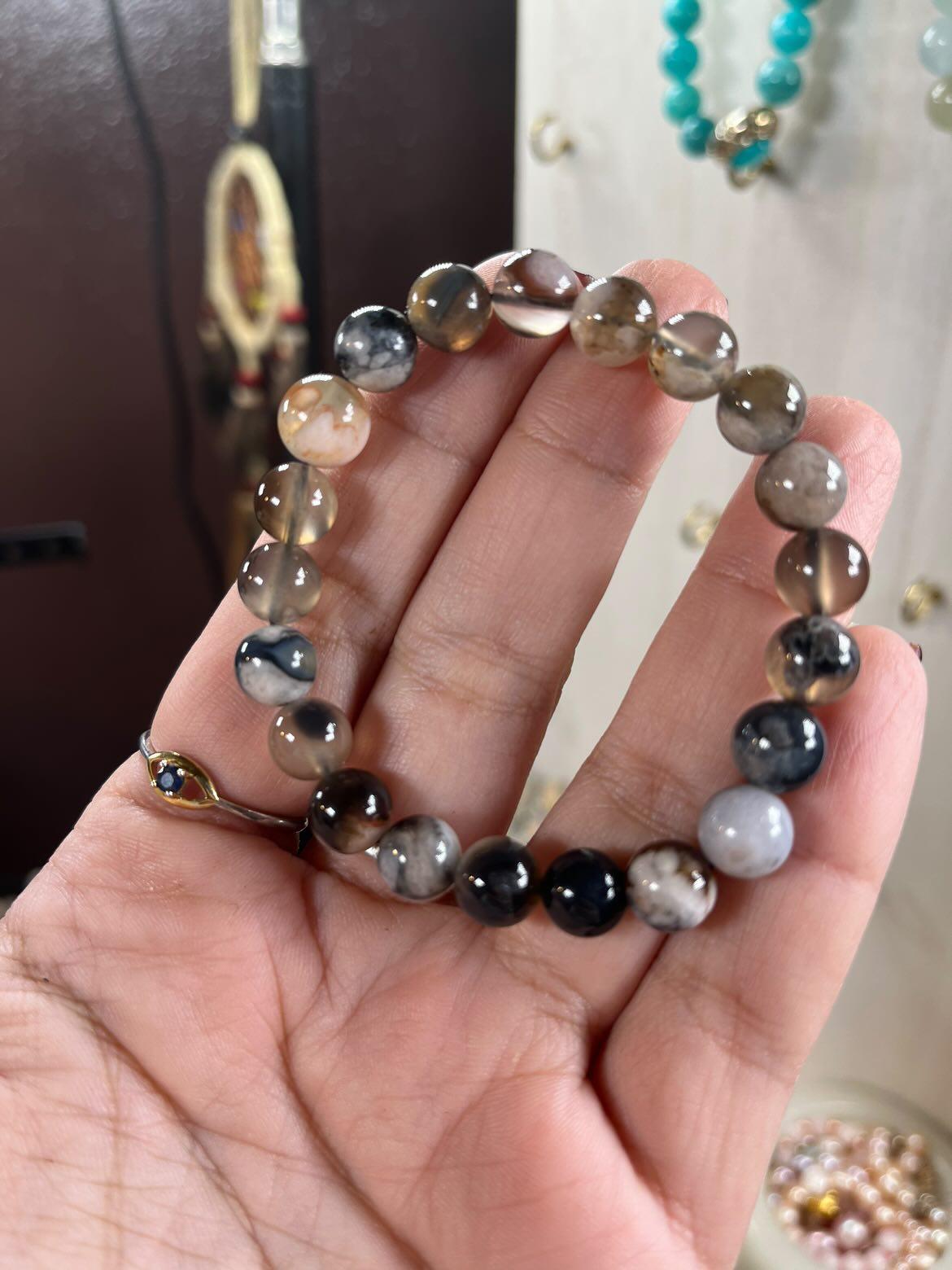 Black Flower Agate, High Quality Bracelet