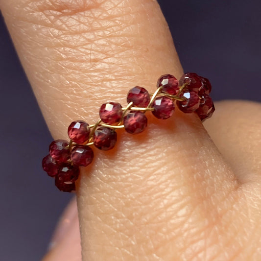 Dainty Braided Wire Crystal Rings with Adjustable Chain, Gold & Faceted