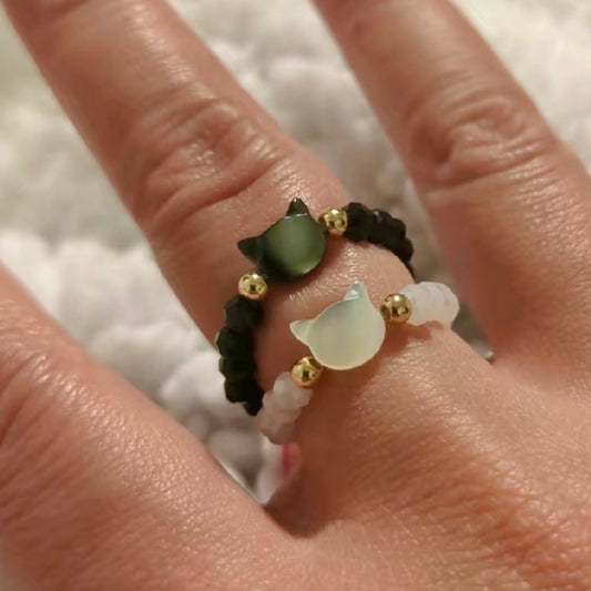 Stretchy Crystal Cat Rings