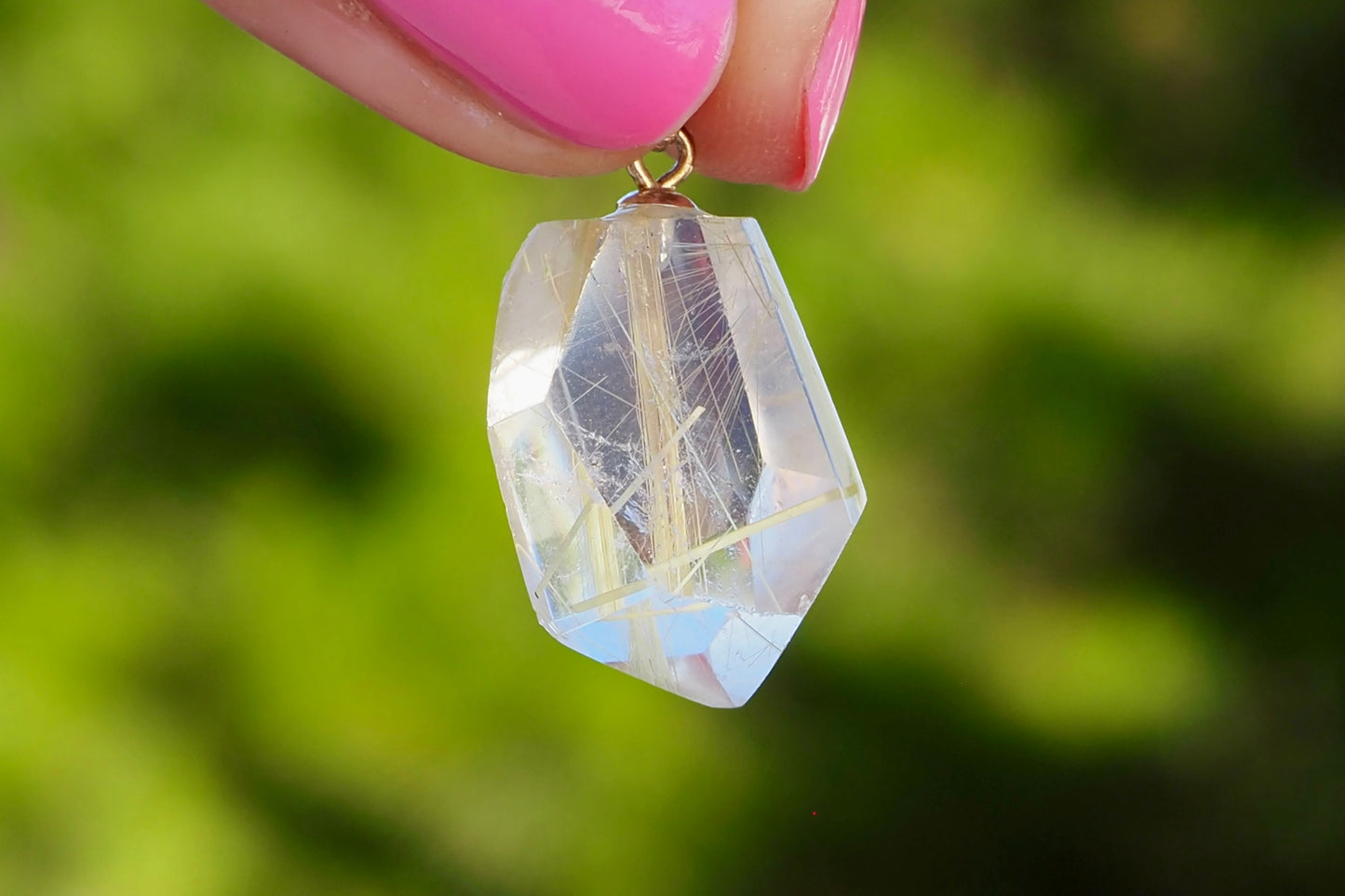 Golden Rutile Pendant - Multifaceted