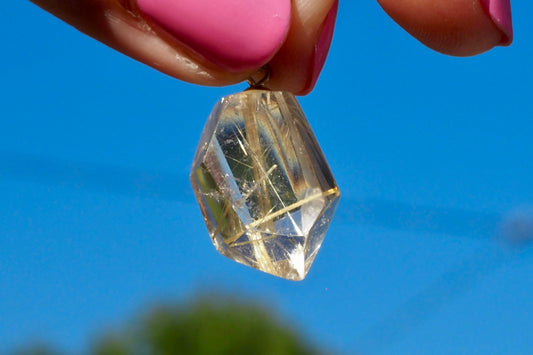 Golden Rutile Pendant - Multifaceted