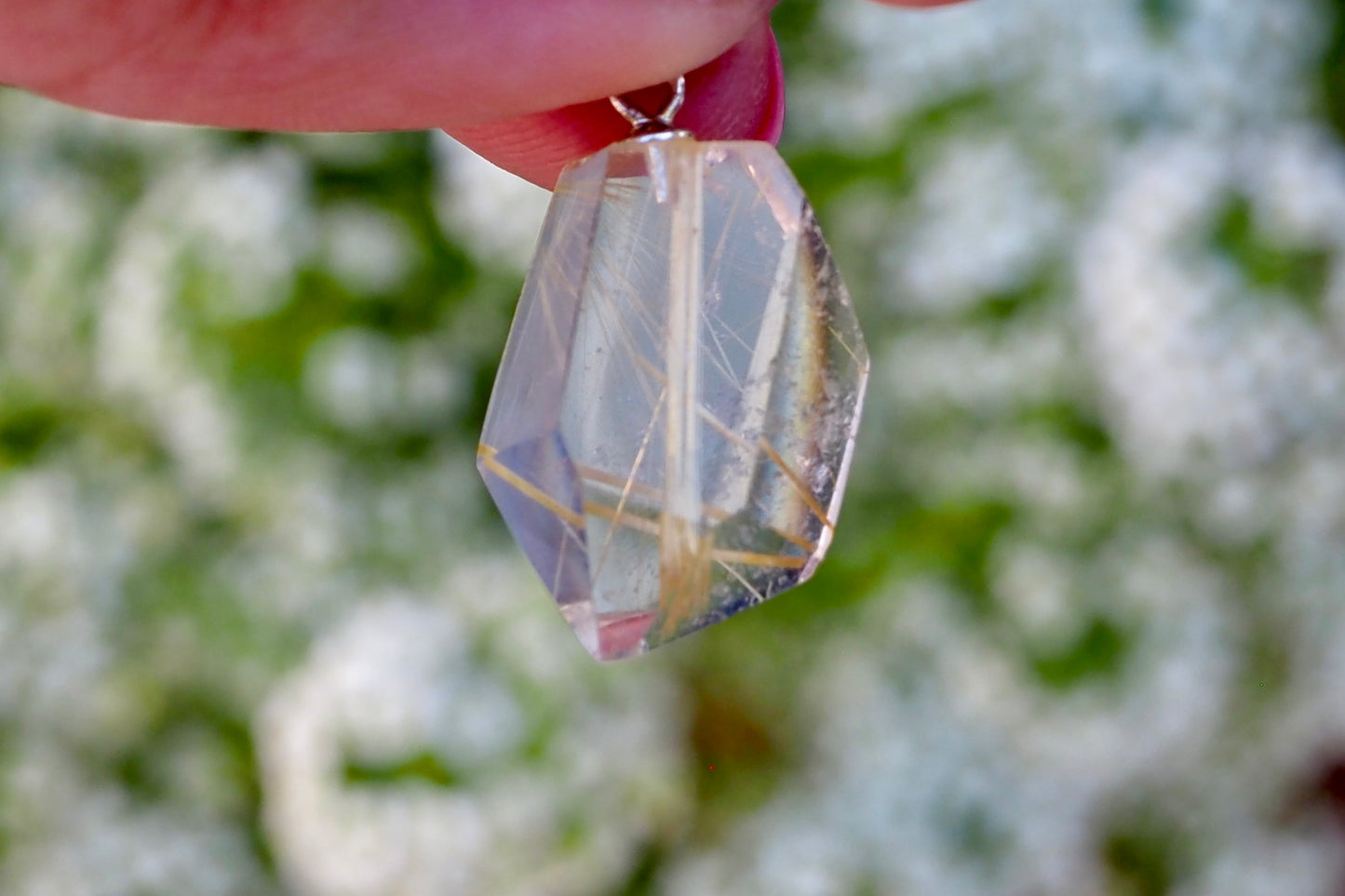 Golden Rutile Pendant - Multifaceted