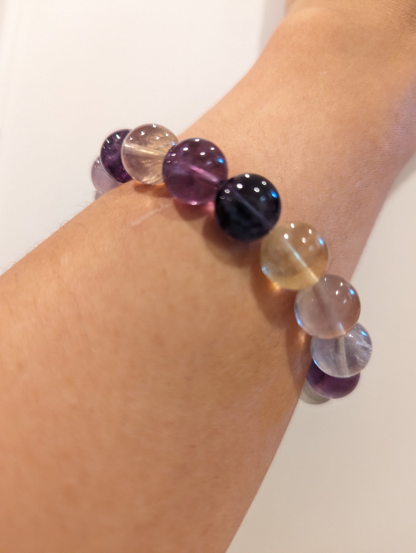 Fluorite Crystal Bead Bracelet 10mm and 12mm