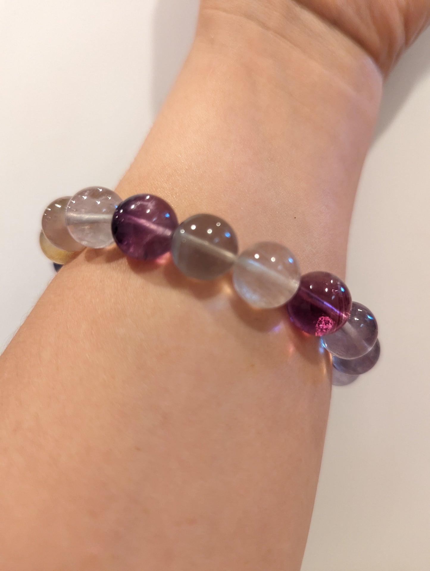 Fluorite Crystal Bead Bracelet 10mm and 12mm