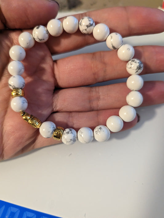 Elephant Beaded Crystal Bracelet Howlite