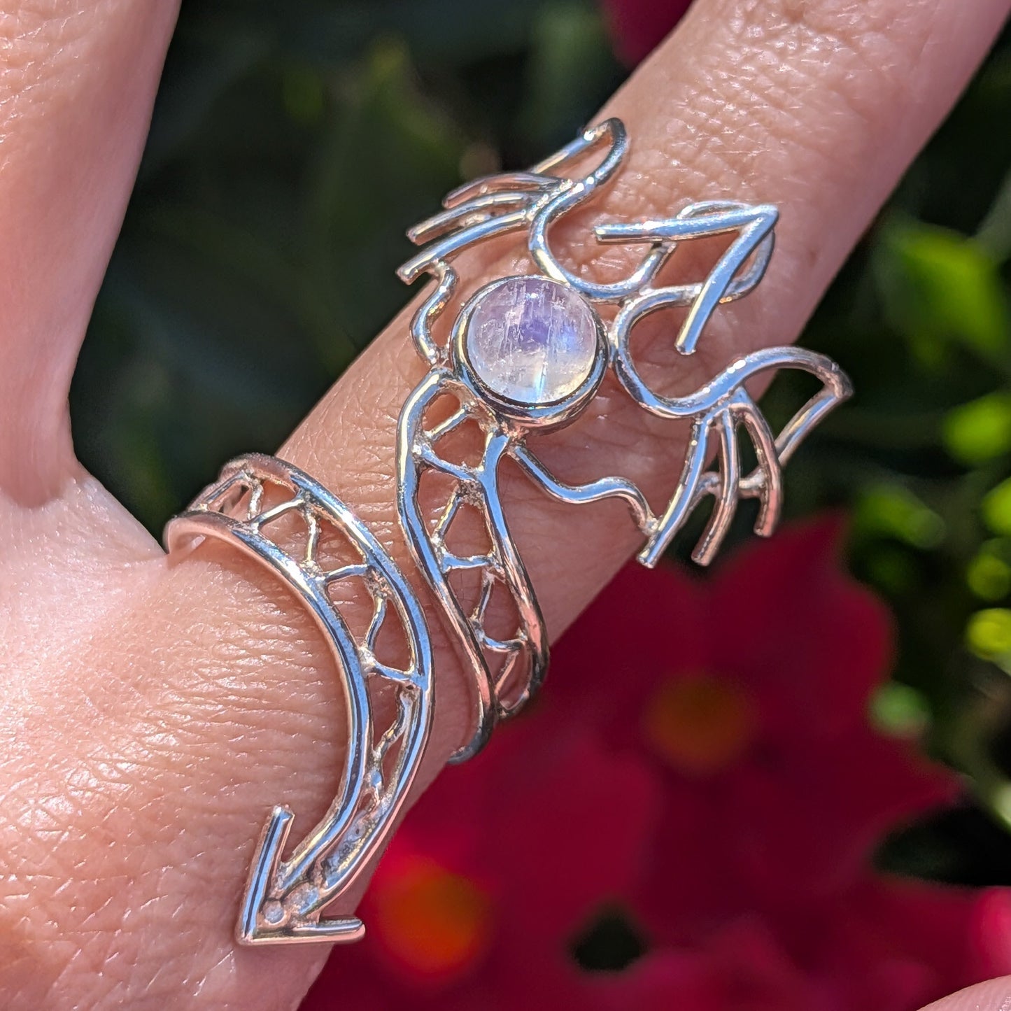 Moonstone Dragon Sterling Silver Ring
